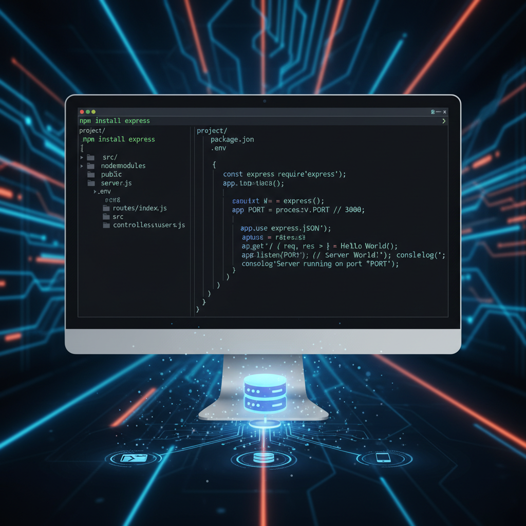 Node.js Express.js project setup and initial server code